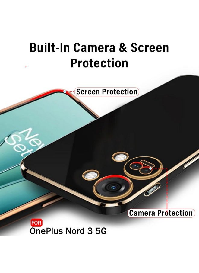 ذا جيفت كارت جراب خلفي فاخر مطلي بالذهب من TheGiftKart TPU لهاتف Oneplus Nord 3 5G | شفاه مرتفعة لحماية الكاميرا والشاشة | تصميم مقاوم للصدمات | جراب خلفي أنيق لهاتف Oneplus Nord 3 5G (أسود)  - Image 5