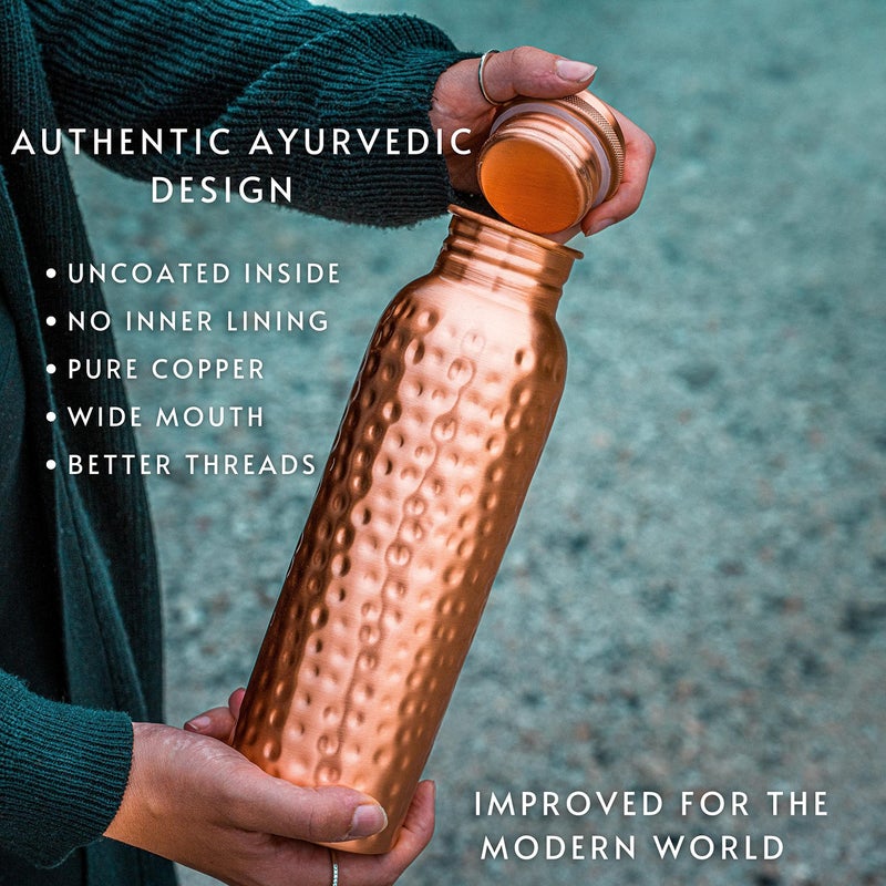 Kosdeg Copper Water Bottle - 34 Oz Extra Large - A Hammered Ayurvedic Pure Copper Vessel For Drinking - Drink More Water, Lower Your Sugar Intake And Enjoy The Health Benefits Immediately - Image 5