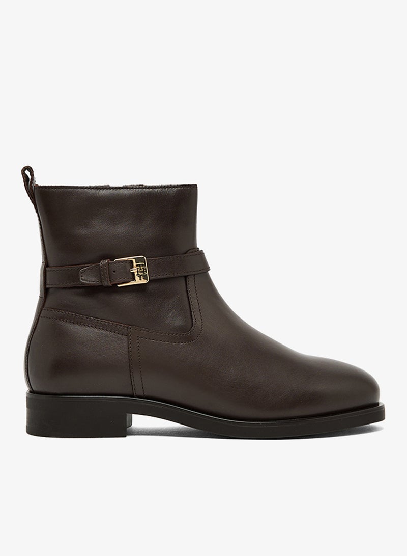 TOMMY HILFIGER Buckle Riding Leather Bootie - Image 1