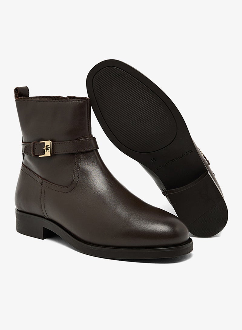 TOMMY HILFIGER Buckle Riding Leather Bootie - Image 4