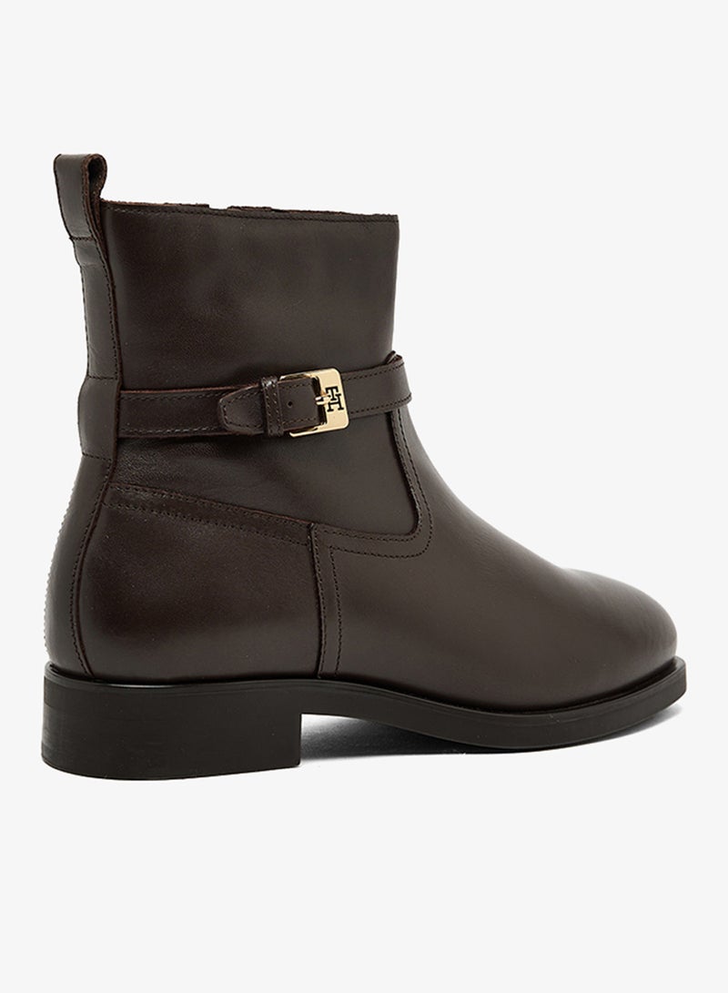 TOMMY HILFIGER Buckle Riding Leather Bootie - Image 3