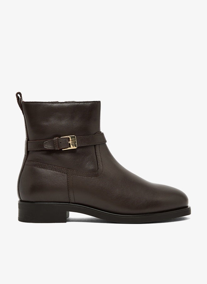TOMMY HILFIGER Buckle Riding Leather Bootie - Image 1