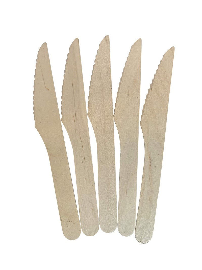 KingSeal 300 Count FSC Certified Disposable Wood Cutlery Knife  Biodegradable and Earth Friendly  6 Inch Length - 3 Packs x 100 Knives - Image 1