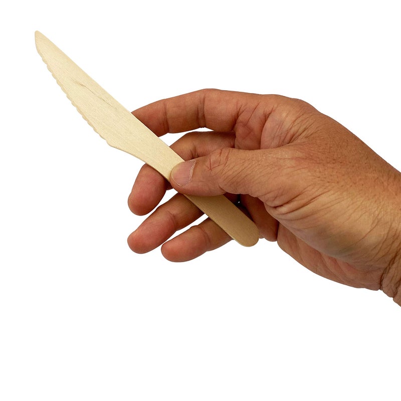 KingSeal 300 Count FSC Certified Disposable Wood Cutlery Knife  Biodegradable and Earth Friendly  6 Inch Length - 3 Packs x 100 Knives - Image 2