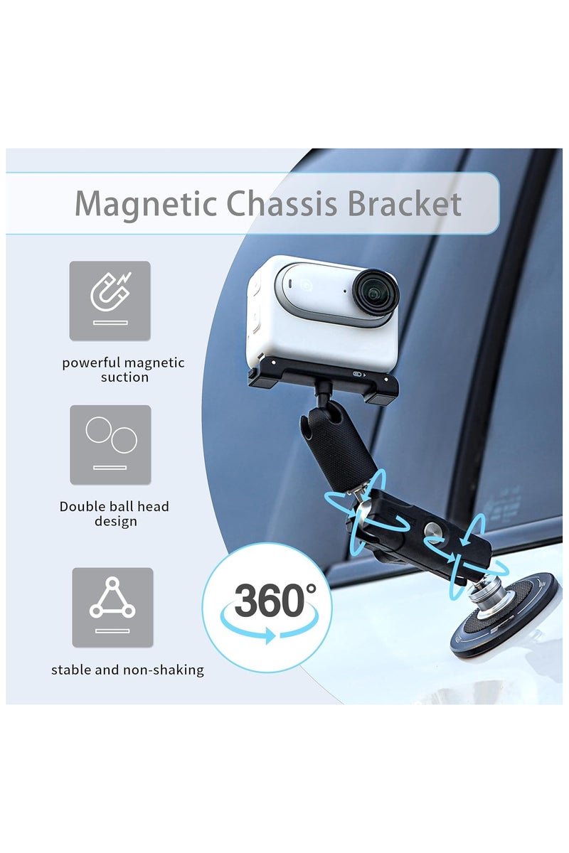ستارت آر سي الحامل المغناطيسي لإنستا 360 X5، حامل مغناطيسي معدني للتوجيه المغناطيسي 360 حامل سيارة سريع 1/4 برغي لمحول إنستا 360 X5 X4 / لـ Gopro Hero 13 13 12 لـ DJI Action 5 Pro Pocket 3 / AKASO EK7000 Accessories - Image 3