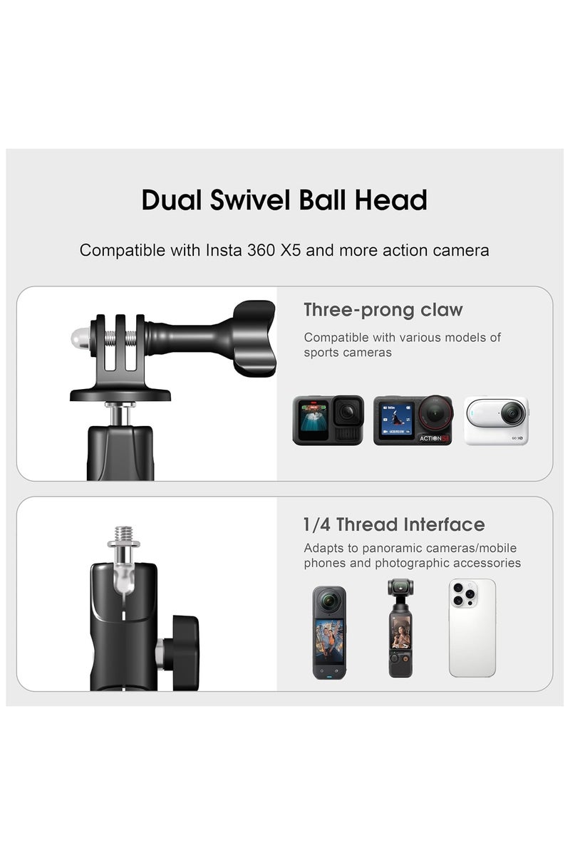 ستارت آر سي الحامل المغناطيسي لإنستا 360 X5، حامل مغناطيسي معدني للتوجيه المغناطيسي 360 حامل سيارة سريع 1/4 برغي لمحول إنستا 360 X5 X4 / لـ Gopro Hero 13 13 12 لـ DJI Action 5 Pro Pocket 3 / AKASO EK7000 Accessories - Image 2