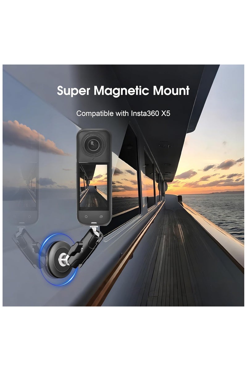 ستارت آر سي الحامل المغناطيسي لإنستا 360 X5، حامل مغناطيسي معدني للتوجيه المغناطيسي 360 حامل سيارة سريع 1/4 برغي لمحول إنستا 360 X5 X4 / لـ Gopro Hero 13 13 12 لـ DJI Action 5 Pro Pocket 3 / AKASO EK7000 Accessories - Image 4