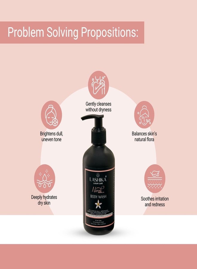 Lashika Neroli Body Wash | With Niacinamide, Vitamin C & Probiotics | Hydrating, Brightening & Gentle Cleansing | Tan Removal | Exfoliating Body Wash | Unisex | 250ml - Image 2