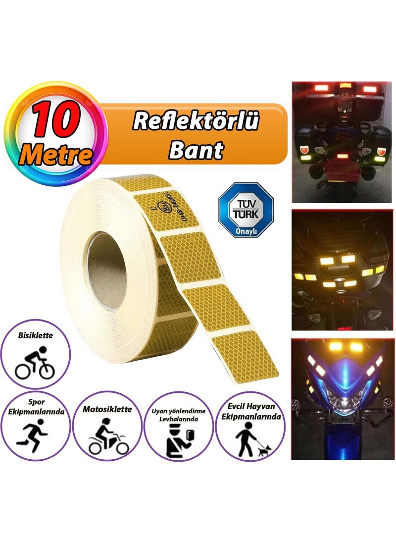 Glaswen 10m Reflective Reflective Phosphorescent Vehicle Auto Truck Strip Tape Tüvtürk Approved Intermittent Yellow Warning Tape  - Image 1