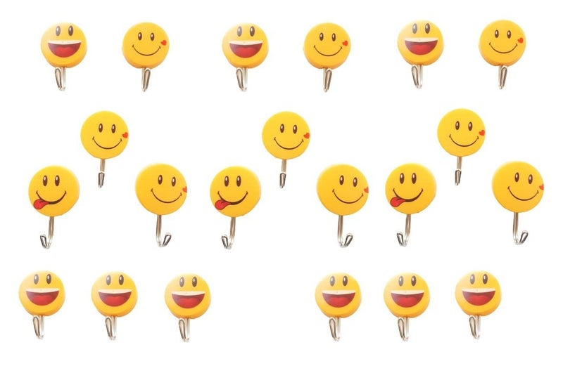 advancedestore Plastic Self Adhesive Smiley Face Wall Hooks, 2 kg Load Capacity (Pack of 20) - Image 4