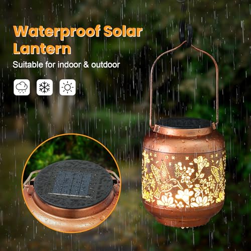 HEGUD Mothers Day Gifts Hummingbird Solar Lanterns Garden Decor Birthday Gifts for Women Mom Grandma Hanging Solar Lights Outdoor Waterproof Decoration for Outside LED Lanterns for Yard Patio Lawn - Image 4