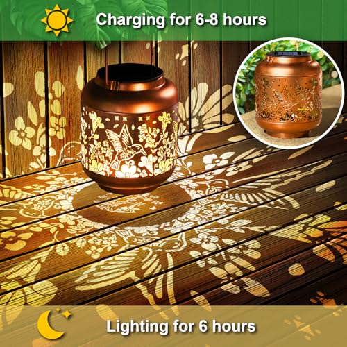 HEGUD Mothers Day Gifts Hummingbird Solar Lanterns Garden Decor Birthday Gifts for Women Mom Grandma Hanging Solar Lights Outdoor Waterproof Decoration for Outside LED Lanterns for Yard Patio Lawn - Image 3