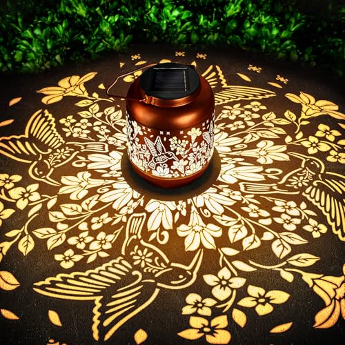 HEGUD Mothers Day Gifts Hummingbird Solar Lanterns Garden Decor Birthday Gifts for Women Mom Grandma Hanging Solar Lights Outdoor Waterproof Decoration for Outside LED Lanterns for Yard Patio Lawn - Image 1