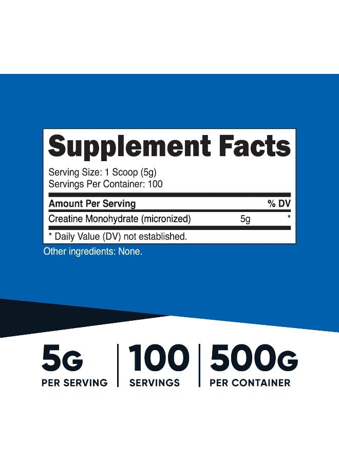 Nutricost كرياتين مونوهيدرات - 100 حصة، 5000 ملغ لكل حصة، 500 غرام - Image 2