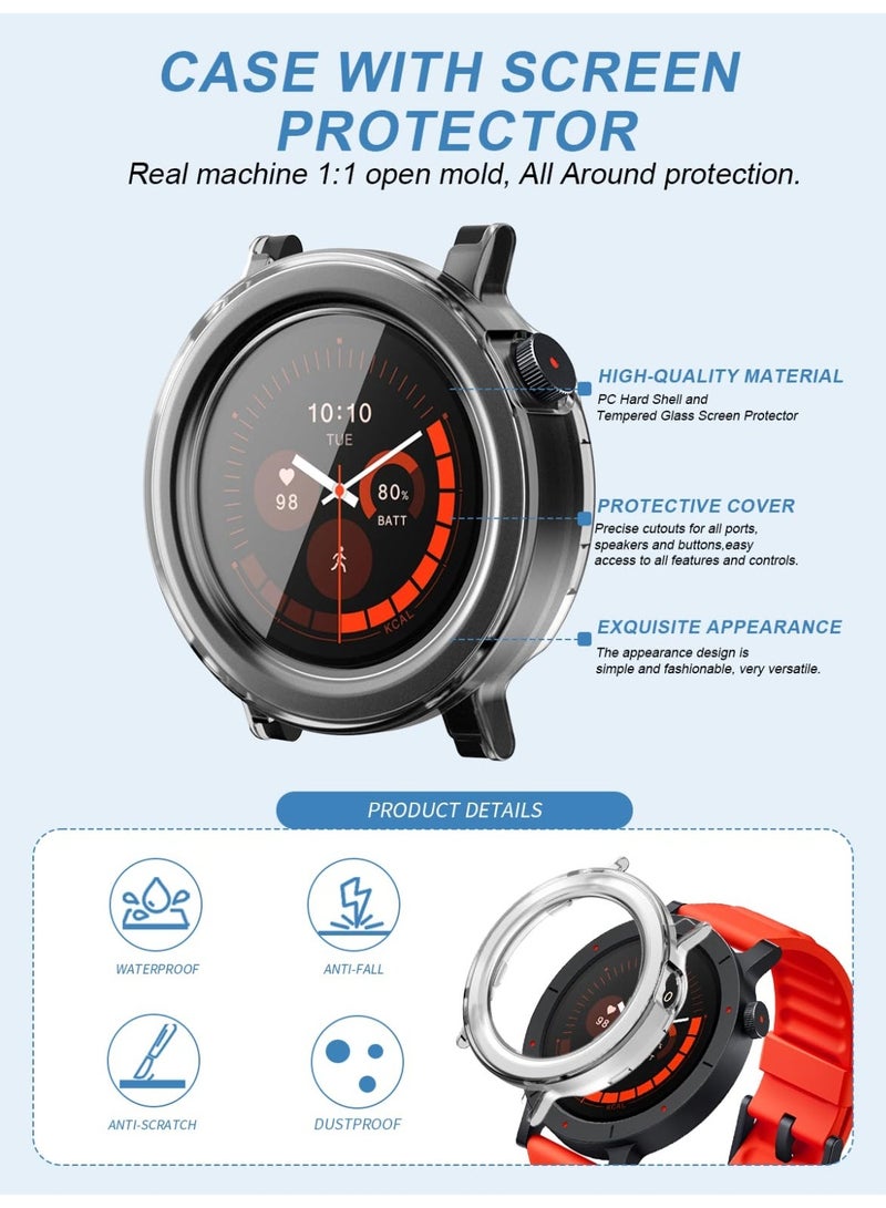 شيك فايب جراب لساعة CMF Watch 3 Pro، هيكل من البولي كربونات + زجاج مقسّى بتصميم متكامل، مقاوم للسقوط والخدش، عالي الدقة وشفاف، مدمج به غشاء زجاجي مقسّى 9H، بولي كربونات صلب، سهل التركيب، غطاء لساعة CMF Watch 3 Pro، شفاف - Image 3