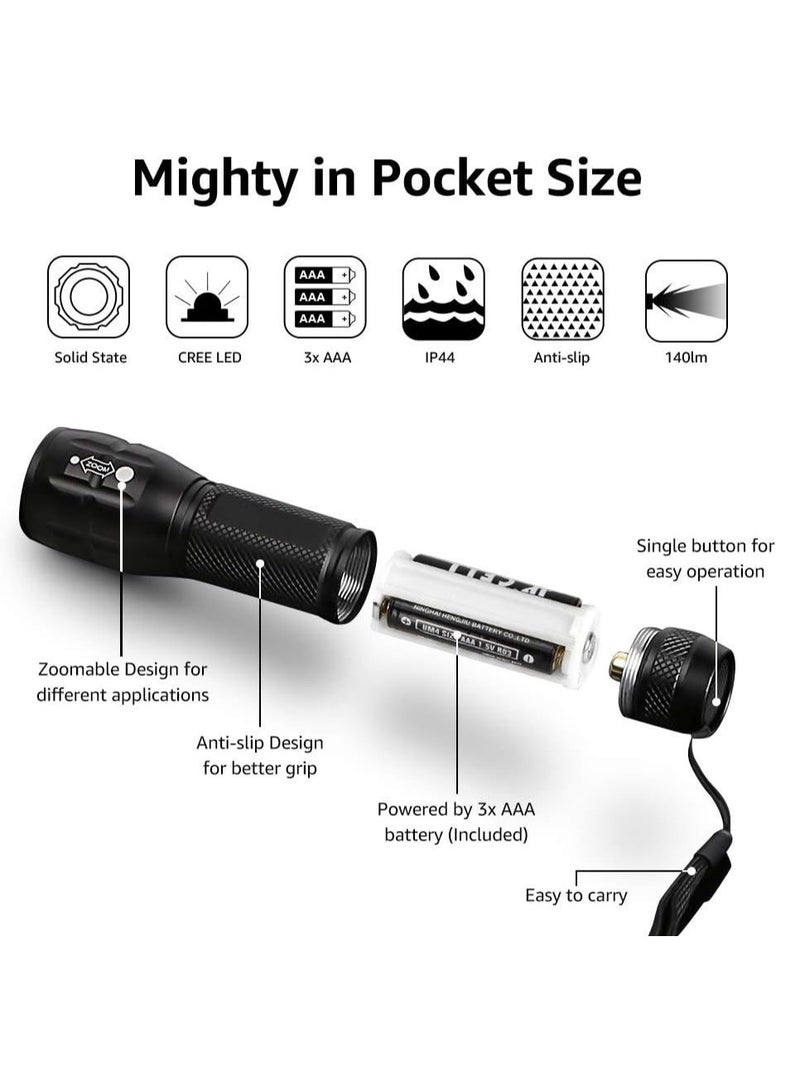 LED Flashlights High Lumens, Small Flashlight, Zoomable, Waterproof, Adjustable Brightness Flash Light for Outdoor, Emergency, AAA Batteries Included, Tactical Camping Accessories  - Image 2