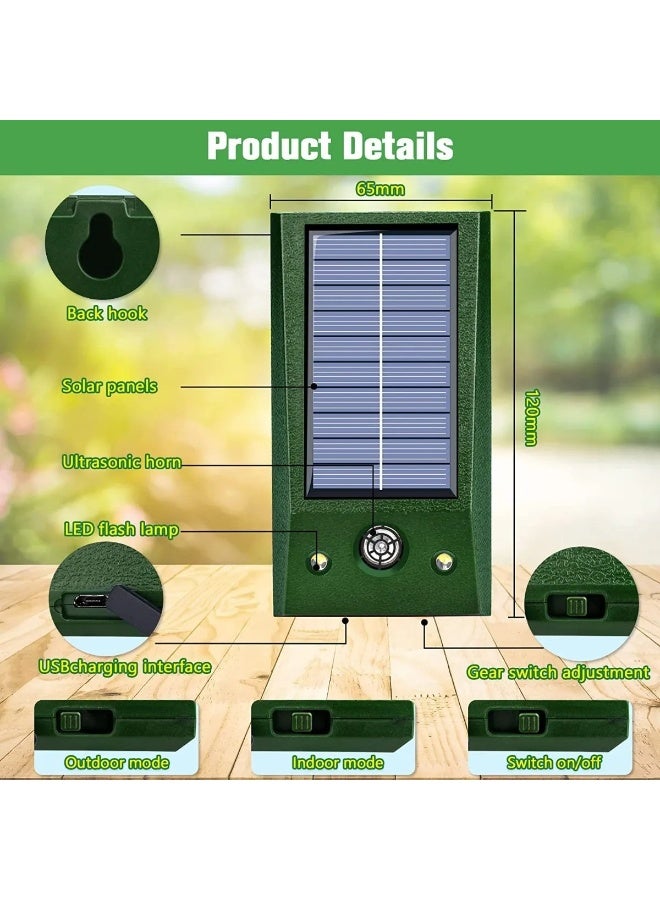 Solar Powered Ultrasonic Electronic Pest Repellent with LED Flashing Lights, IP58 Waterproof for Yard Control - Image 2