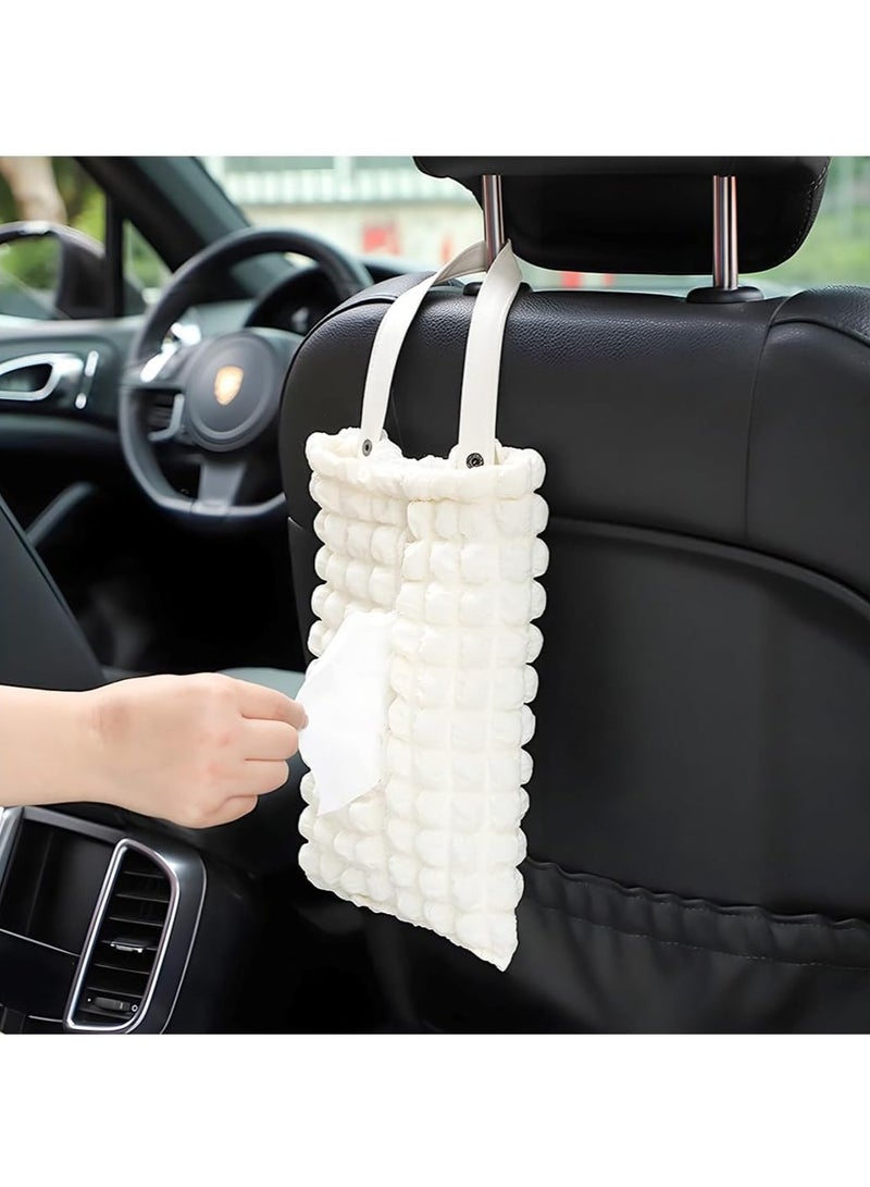 Car Tissue Holder, Hanging Auto Seat Back Headrest Napkin Bag Organizer, Car Interior Accessories, Multi-Use Tissue Dispenser for SUV Truck Van (Beige) - Image 1