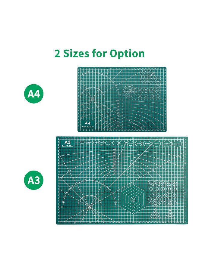 A4 Self Healing Cutting Mat Double-sided Non-slip PVC Cutting Board with Grid Lines Angles Design 3mm Thickness for Scrapbooking Art & Craft Projects