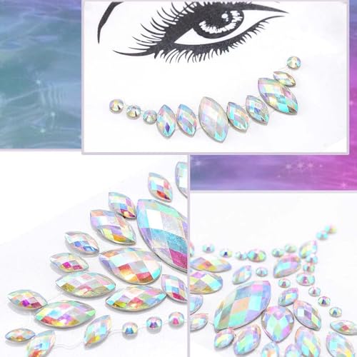 Vihaanta Face Stickers for Women, Face Glitter Stickers for Festival Makeup, Party, Social Media Content Creation, DIY Crafts and Nail Art, 4 Sheets - Image 5