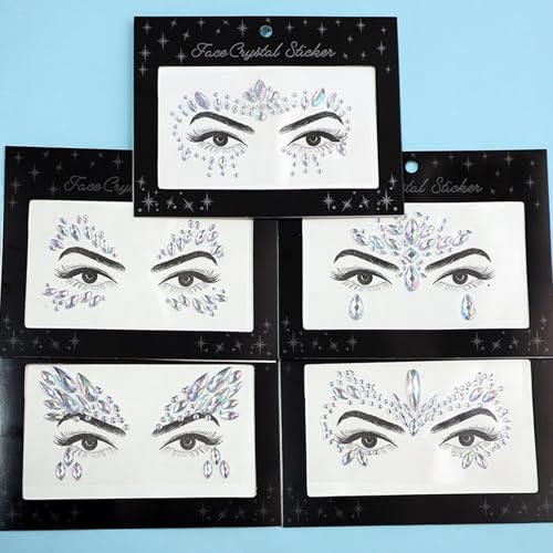 Vihaanta Face Stickers for Women, Face Glitter Stickers for Festival Makeup, Party, Social Media Content Creation, DIY Crafts and Nail Art, 4 Sheets - Image 2