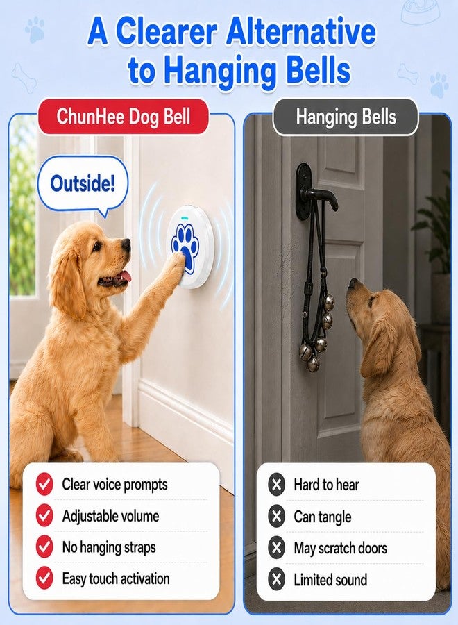 ChunHee Dog Training Bells for Door - Dog Door Bell for with 36 Custom Sounds | Dog Bell for Door Potty Training | Chew-Proof & Adjustable Volume (0-115dB) | Teach Puppies to Signal to Go Outside - Image 4