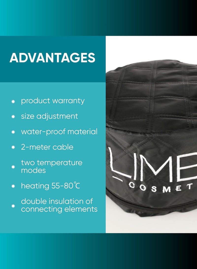 Limba Cosmetics Electric Hair Steamer Cap by Limba – Adjustable Heat Spa Treatment for Hair Masks & Serums, 1st Gen, Black  - Image 4