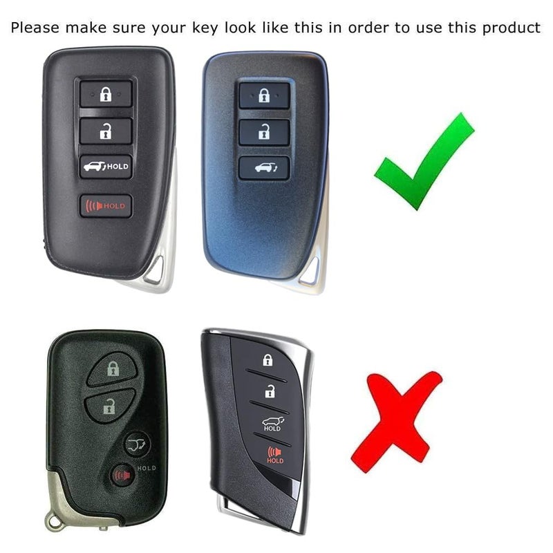 iJDMTOY Black Gloss Finish Hard Shell Key Fob Cover Case, Compatible with 2nd Gen Lexus is ES GS RC NX RX LX 200 250 350 4-Button Smart Key Fob - Image 2