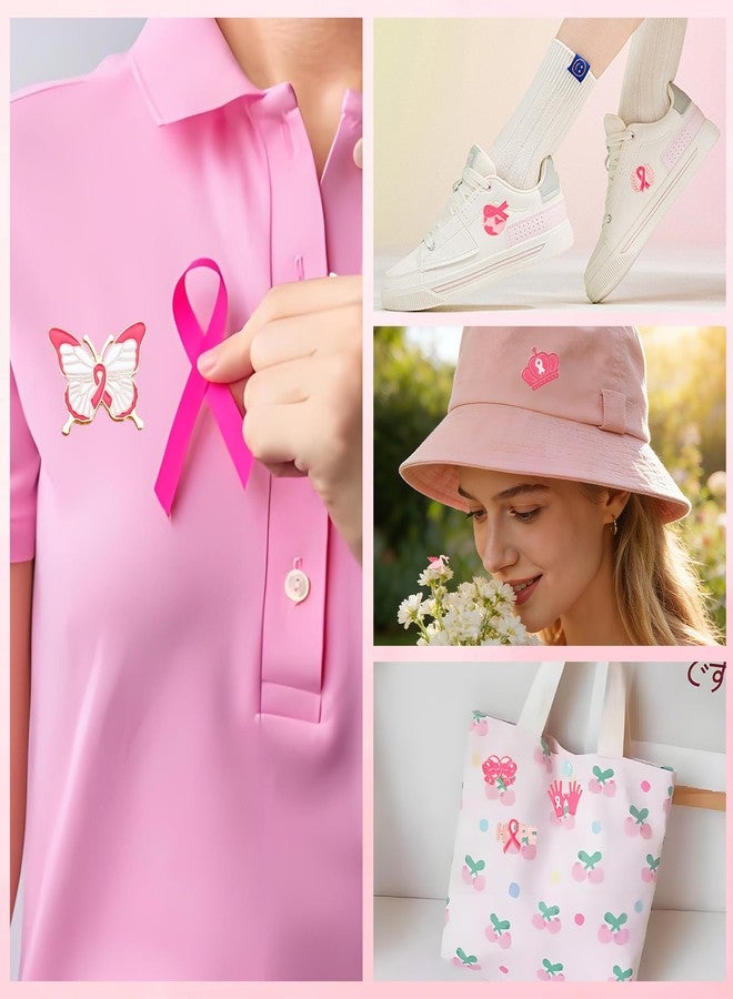 LAOTIDui 15-Piece Pink Breast Awareness Lapel Brooch Set,Breast Ribbon Cancer Pins,for Charity Event Public Social Event Charity Cancer Survivor Support Statement Jewelry for Women Men - Image 4