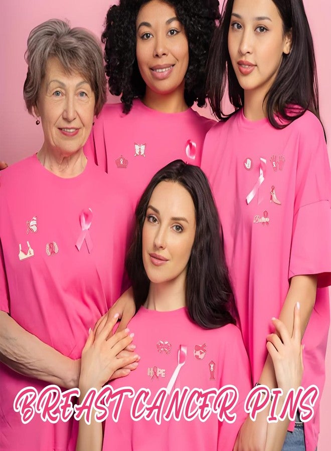 LAOTIDui 15-Piece Pink Breast Awareness Lapel Brooch Set,Breast Ribbon Cancer Pins,for Charity Event Public Social Event Charity Cancer Survivor Support Statement Jewelry for Women Men - Image 2