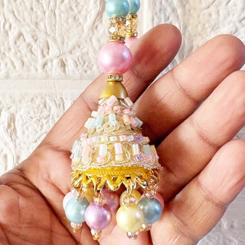 Adikala Craft Store Ethnic Nalki Cone Latkan Tassel Pack of 2 for Saree Pallu, Blouse, Suits, Dupatta, Lehenga Decor (Multi 1CD2) - Image 3