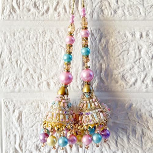 Adikala Craft Store Ethnic Nalki Cone Latkan Tassel Pack of 2 for Saree Pallu, Blouse, Suits, Dupatta, Lehenga Decor (Multi 1CD2) - Image 5