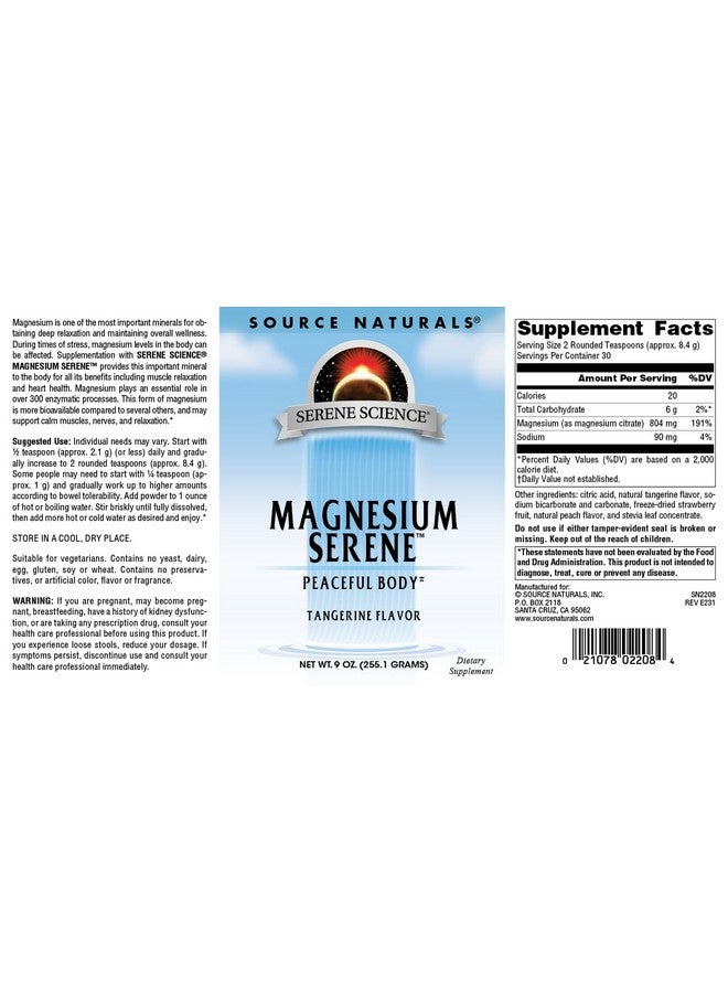 Source Naturals Serene Science Magnesium Serene, Peaceful Body*, Tangerine Flavored - 9 Ounce Powder - Image 5