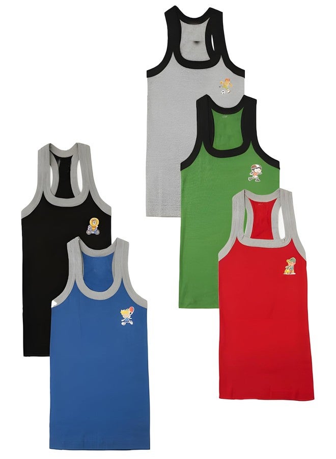 KWALITY Boys Kids Pure Cotton Multicolor Rib Vest Innerwear Combo Pack of 3 Pc (12 Years - 13 Years) - Image 5
