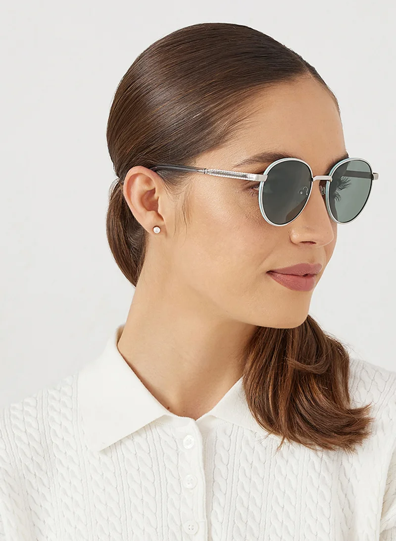 Blackout Vernis,Women Sunglasses, Round Sunglasses, UV Protection: UV400 (Silver,Grey)