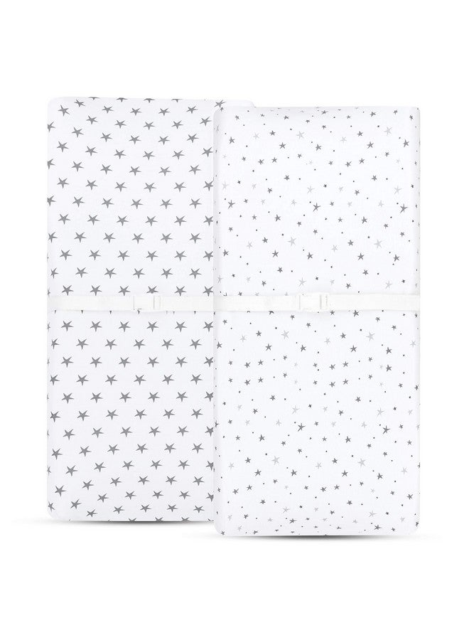 Ely's & Co. Ely’s & Co. Patent Pending Waterproof Changing Pad Cover|Cradle Sheet 2-Pack Set for Baby Boy - 100% Cotton, Jersey Knit Cotton Sheets with Waterproof Lining - Grey Stars - Image 2