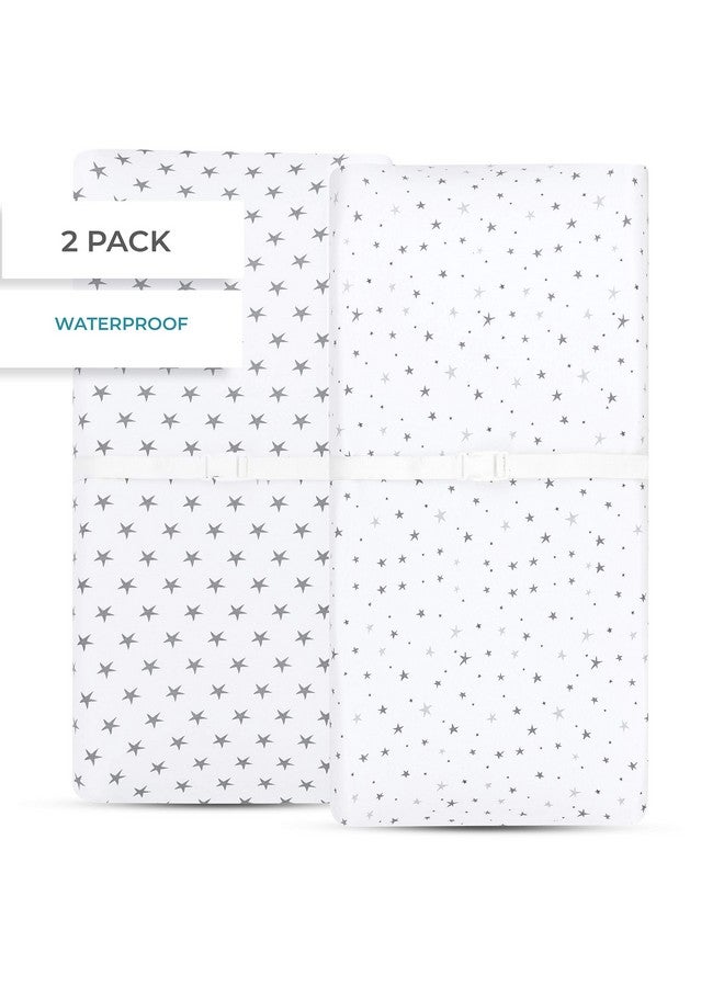 Ely's & Co. Ely’s & Co. Patent Pending Waterproof Changing Pad Cover|Cradle Sheet 2-Pack Set for Baby Boy - 100% Cotton, Jersey Knit Cotton Sheets with Waterproof Lining - Grey Stars - Image 4