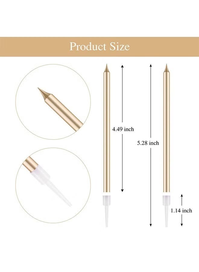 مجموعة ١٢ شمعة عيد ميلاد مطلية بالكهرباء، شموع طويلة ورفيعة قابلة للتحلل الحيوي مع حامل، شموع حفلات لكعكات أعياد الميلاد والكب كيك (ذهبي + وردي) - Image 2