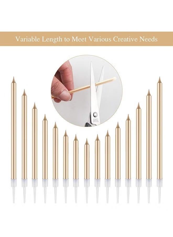 مجموعة ١٢ شمعة عيد ميلاد مطلية بالكهرباء، شموع طويلة ورفيعة قابلة للتحلل الحيوي مع حامل، شموع حفلات لكعكات أعياد الميلاد والكب كيك (ذهبي + وردي) - Image 3