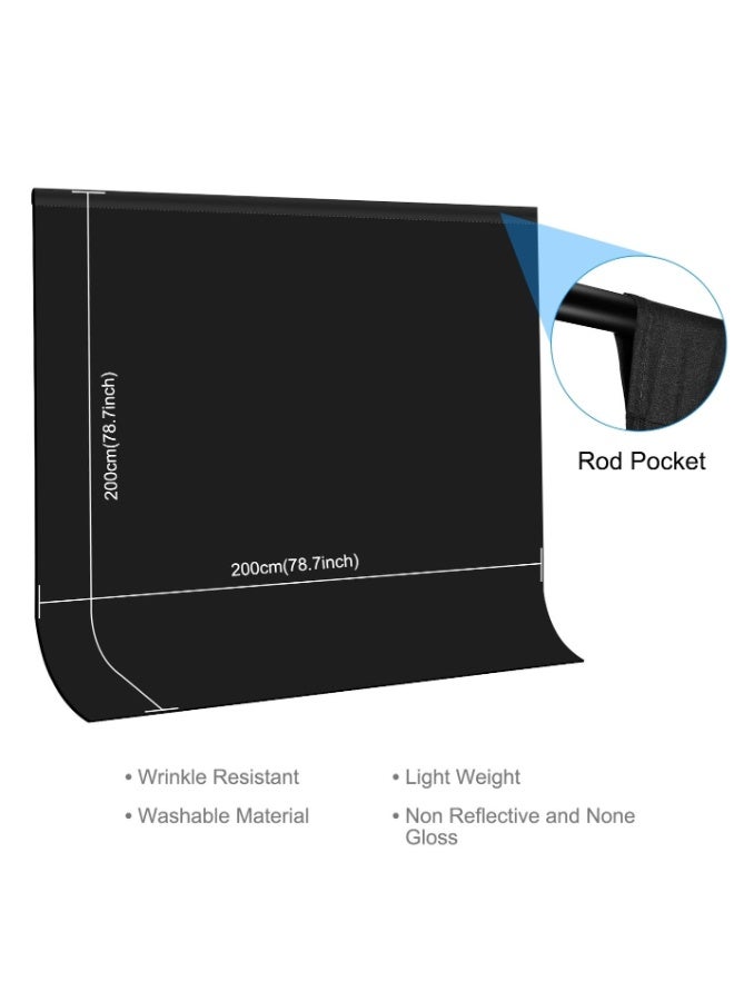 بولوز 78.7Inch*78.7Inch Black Polyester  Backdrop Background for Photography Photo Booth Backdrop for Photoshoot Background Screen Video Recording Parties Curtain - Image 2