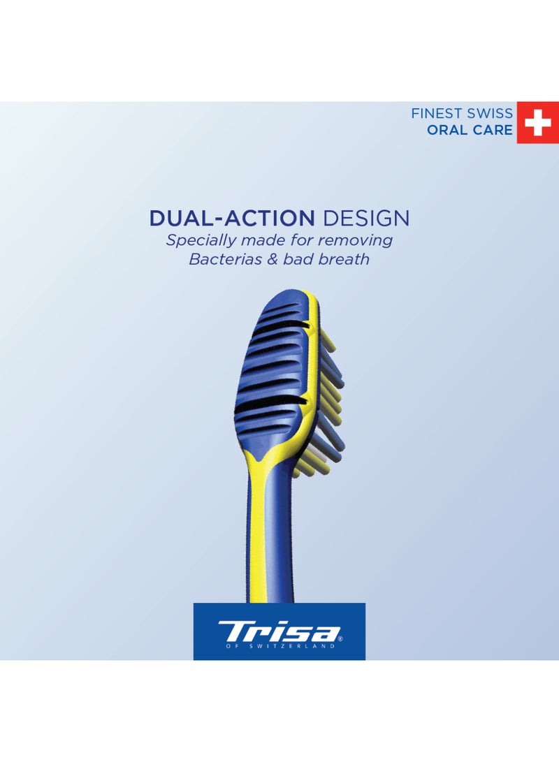 Trisa Flexible Head Soft Adult Toothbrush with Ergonomic Handle and Tongue Cleaner - Assorted Colors - Image 5