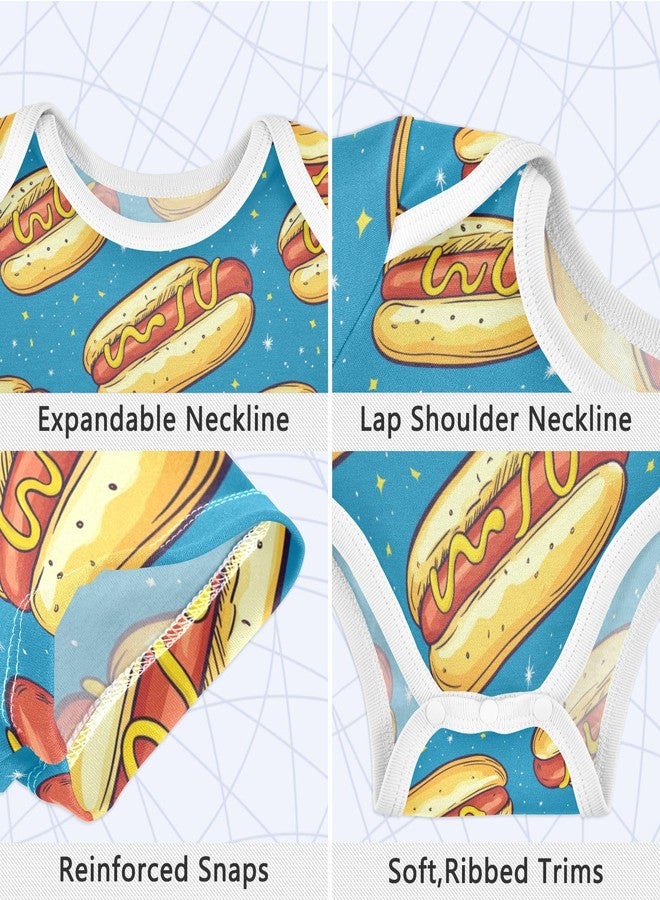 Pigsaly Hotdog Unisex Baby Bodysuits Fast Food Newborn Short Sleeve Summer Jumpsuit Boy Girl 3M - Image 3