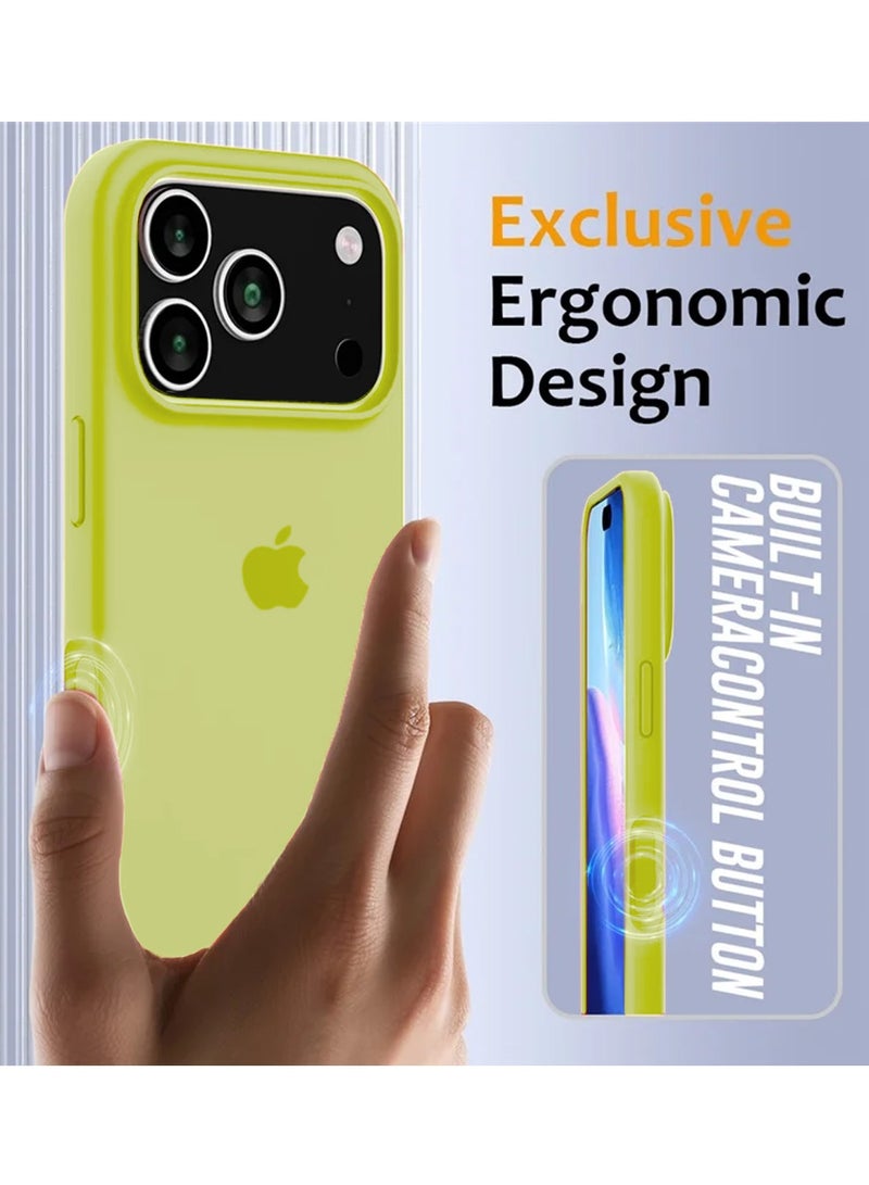 دبليو تيك غطاء واقٍ عالي الجودة من السيليكون السائل لهاتف آبل آيفون 17 برو ماكس 5G 2025 (MCRPSN) - أصفر نيون - Image 4