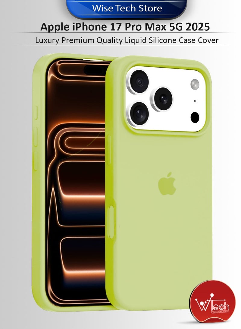 دبليو تيك غطاء واقٍ عالي الجودة من السيليكون السائل لهاتف آبل آيفون 17 برو ماكس 5G 2025 (MCRPSN) - أصفر نيون - Image 1