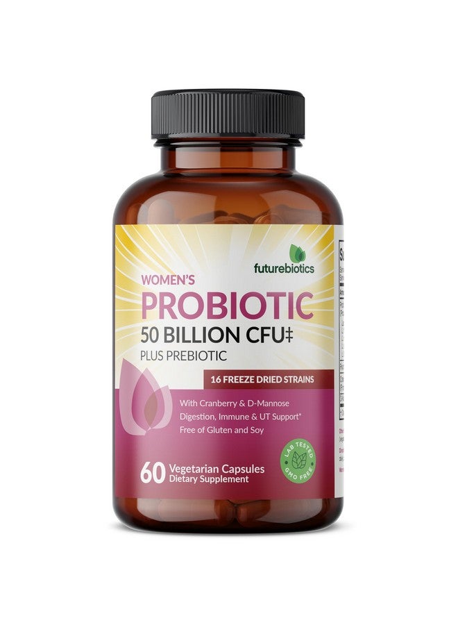 Futurebiotics Women's Probiotic 50 Billion CFU + Prebiotic with Cranberry & D-Mannose - Digestion Immune and Urinary Tract Support, Non-GMO, 60 Vegetarian Capsules - Image 3