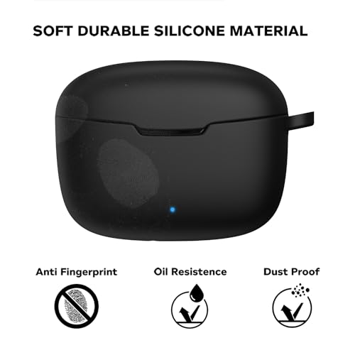 Sounce Earphone Case Cover Compatible with pTron Bassbuds Duo, Soft Silicone Skin Case Cover Shock-Absorbing Protective Case with Keychain-Black [Front LED Visible]-(Case Cover Only) - Image 5