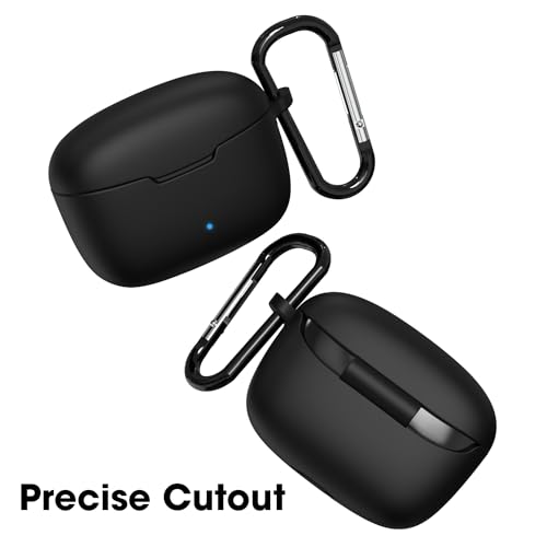 Sounce Earphone Case Cover Compatible with pTron Bassbuds Duo, Soft Silicone Skin Case Cover Shock-Absorbing Protective Case with Keychain-Black [Front LED Visible]-(Case Cover Only) - Image 2