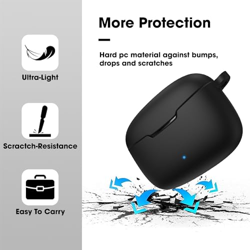 Sounce Earphone Case Cover Compatible with pTron Bassbuds Duo, Soft Silicone Skin Case Cover Shock-Absorbing Protective Case with Keychain-Black [Front LED Visible]-(Case Cover Only) - Image 3