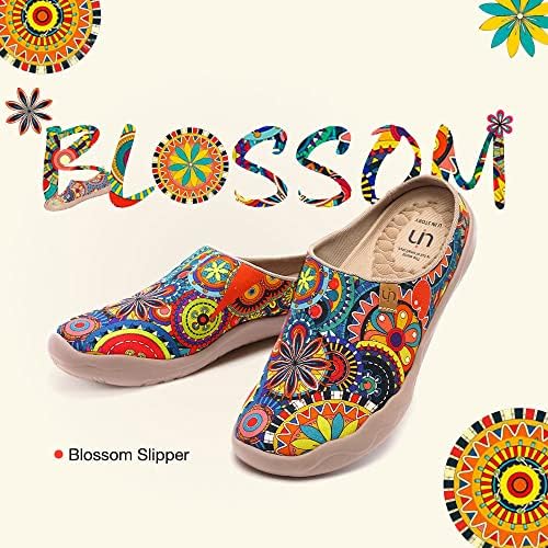 UIN Women's Travel Slipper Lightweight Home Slip Ons Walking Casual Art Painted Travel Holiday Shoes Blossom (8.5) - Image 3