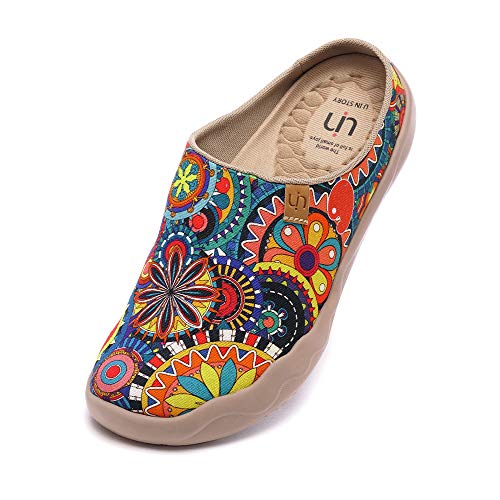 UIN Women's Travel Slipper Lightweight Home Slip Ons Walking Casual Art Painted Travel Holiday Shoes Blossom (8.5) - Image 2
